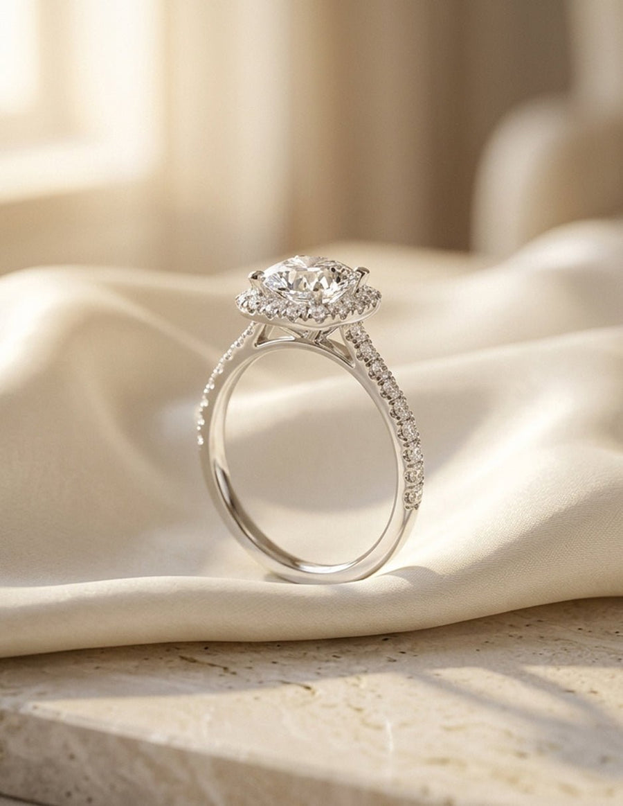 Anillo de compromiso - halo - AMORE445-CU-LG