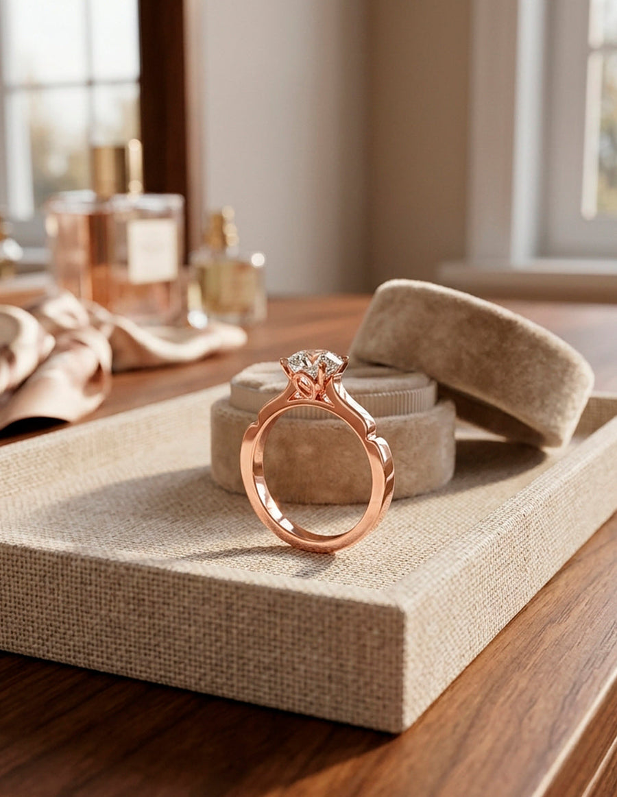 Anillo de Compromiso - solitario - AMORE45-RD-CZ