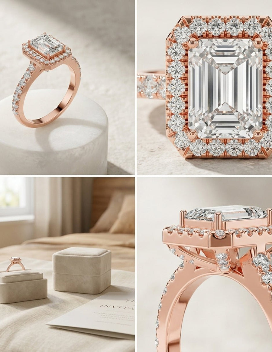 Anillo de compromiso - halo - AMORE450-EM-LG