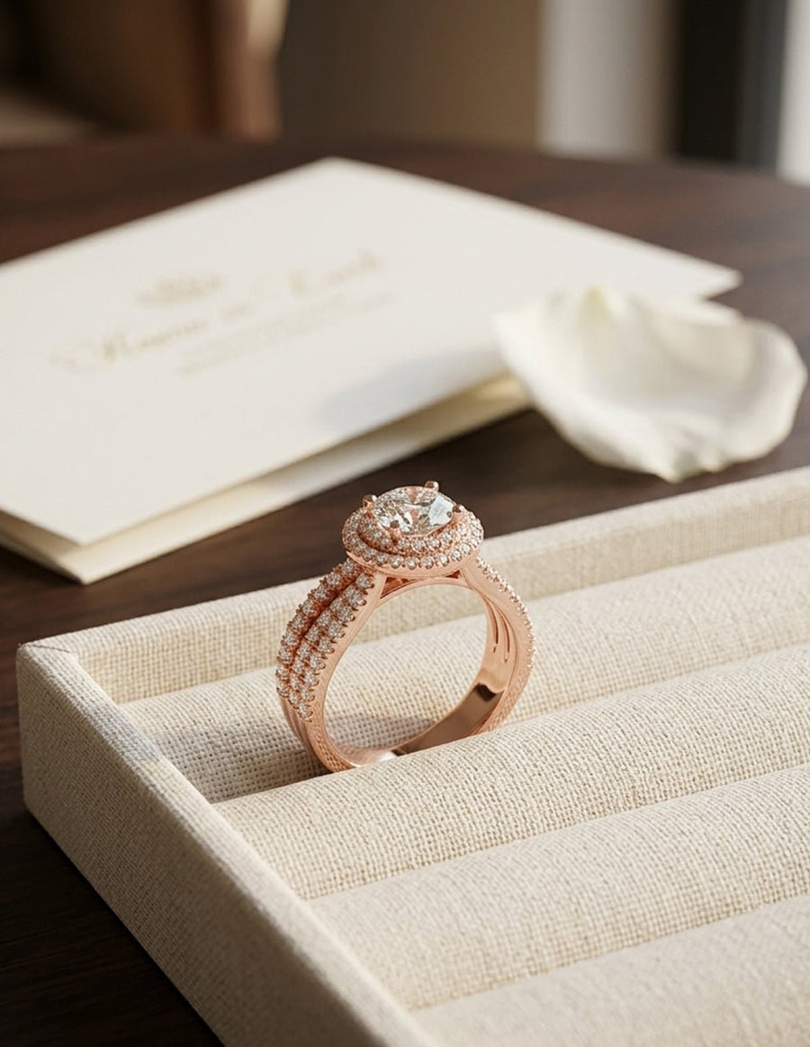 Anillo de compromiso - halo - AMORE453-RD-LG