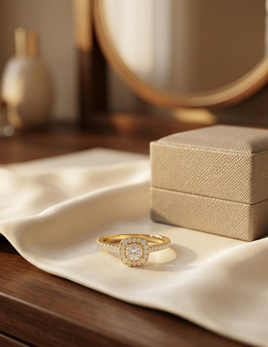 Anillo de compromiso - halo - AMORE456-RD-LG