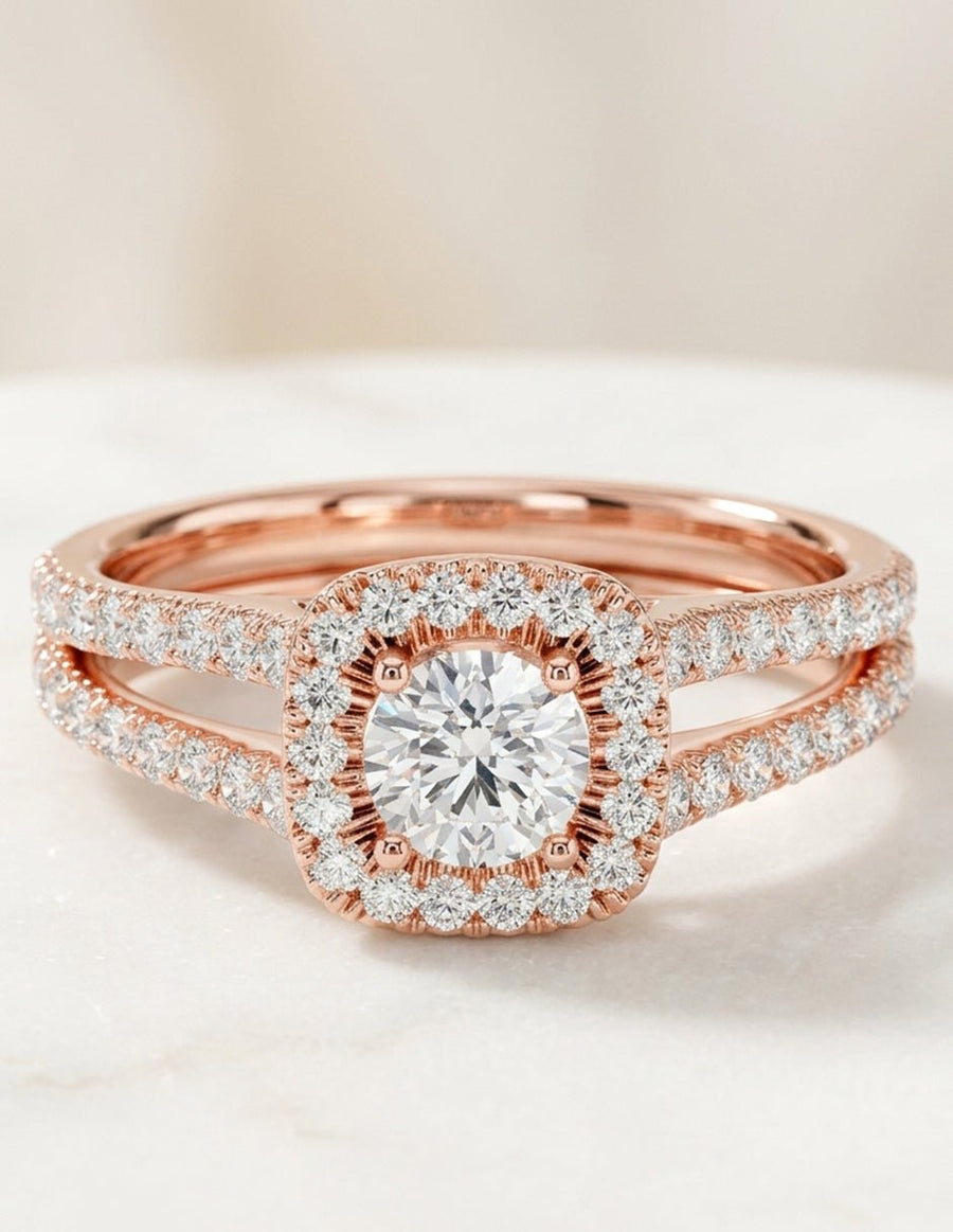 Anillo de compromiso - halo - AMORE457-RD-LG
