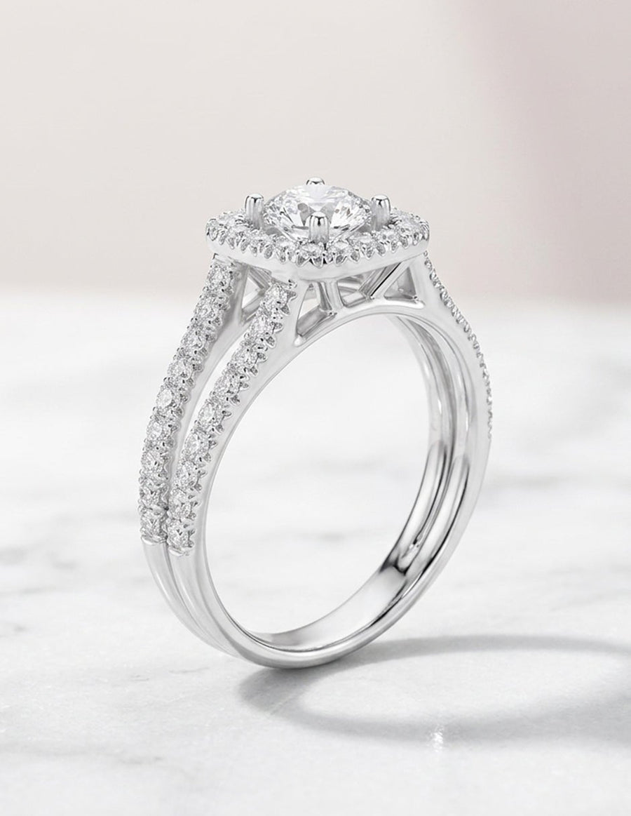 Anillo de compromiso - halo - AMORE457-RD-LG