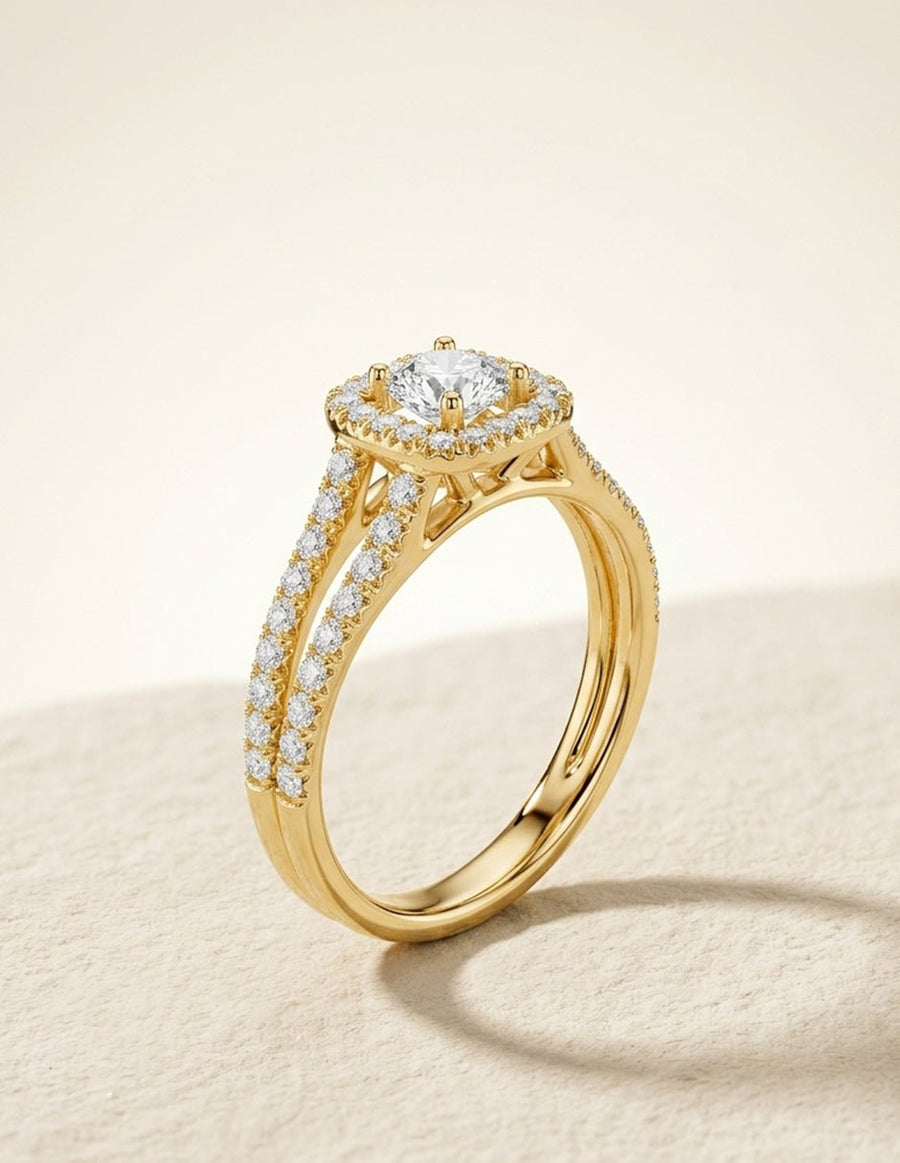 Anillo de compromiso - halo - AMORE457-RD-LG