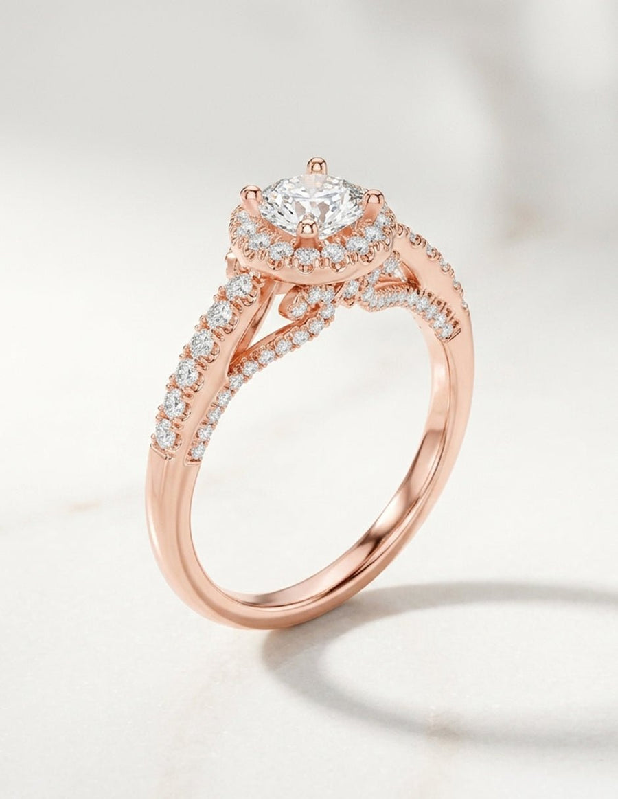Anillo de compromiso - halo - AMORE458-RD-LG