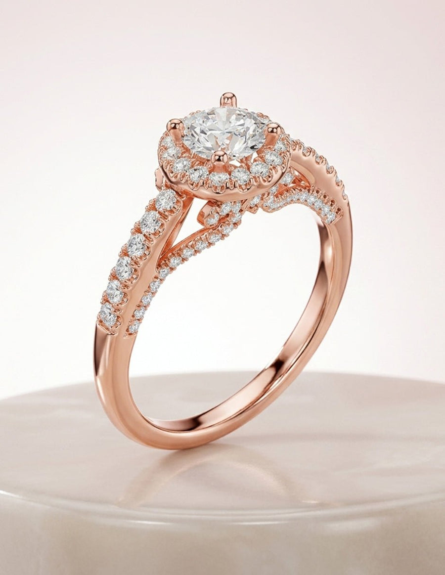 Anillo de compromiso - halo - AMORE458-RD-LG