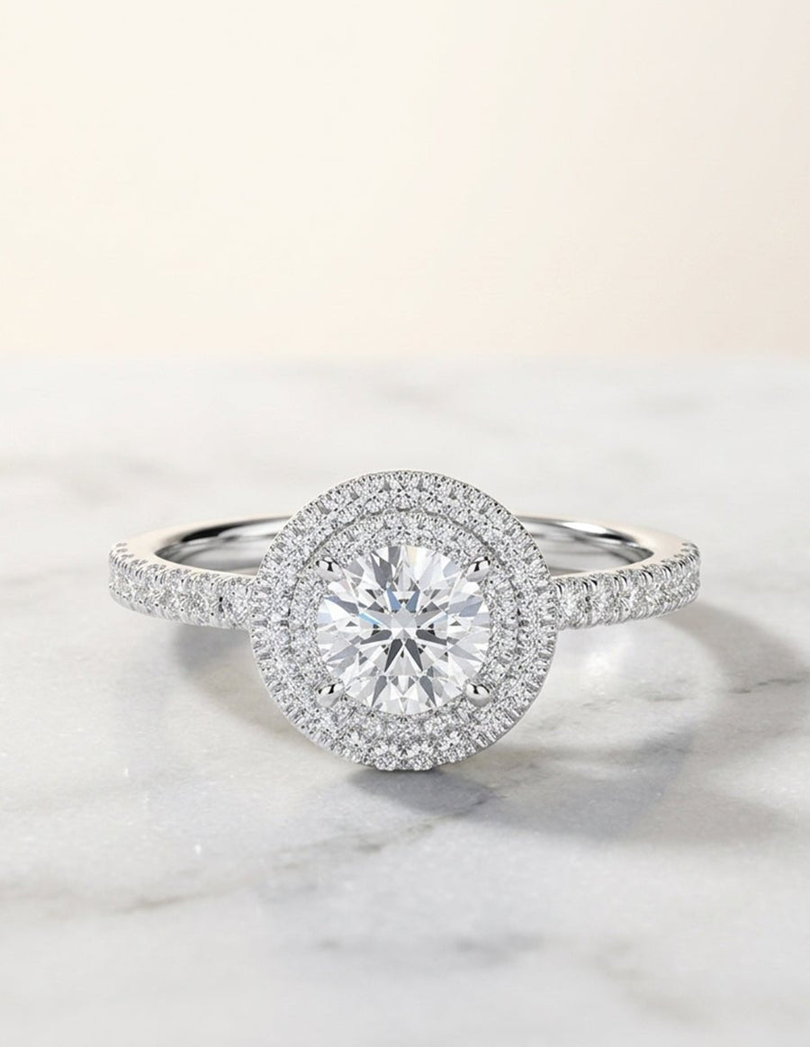 Anillo de compromiso - halo - AMORE459-RD-LG