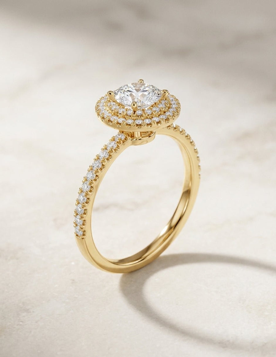 Anillo de compromiso - halo - AMORE459-RD-LG