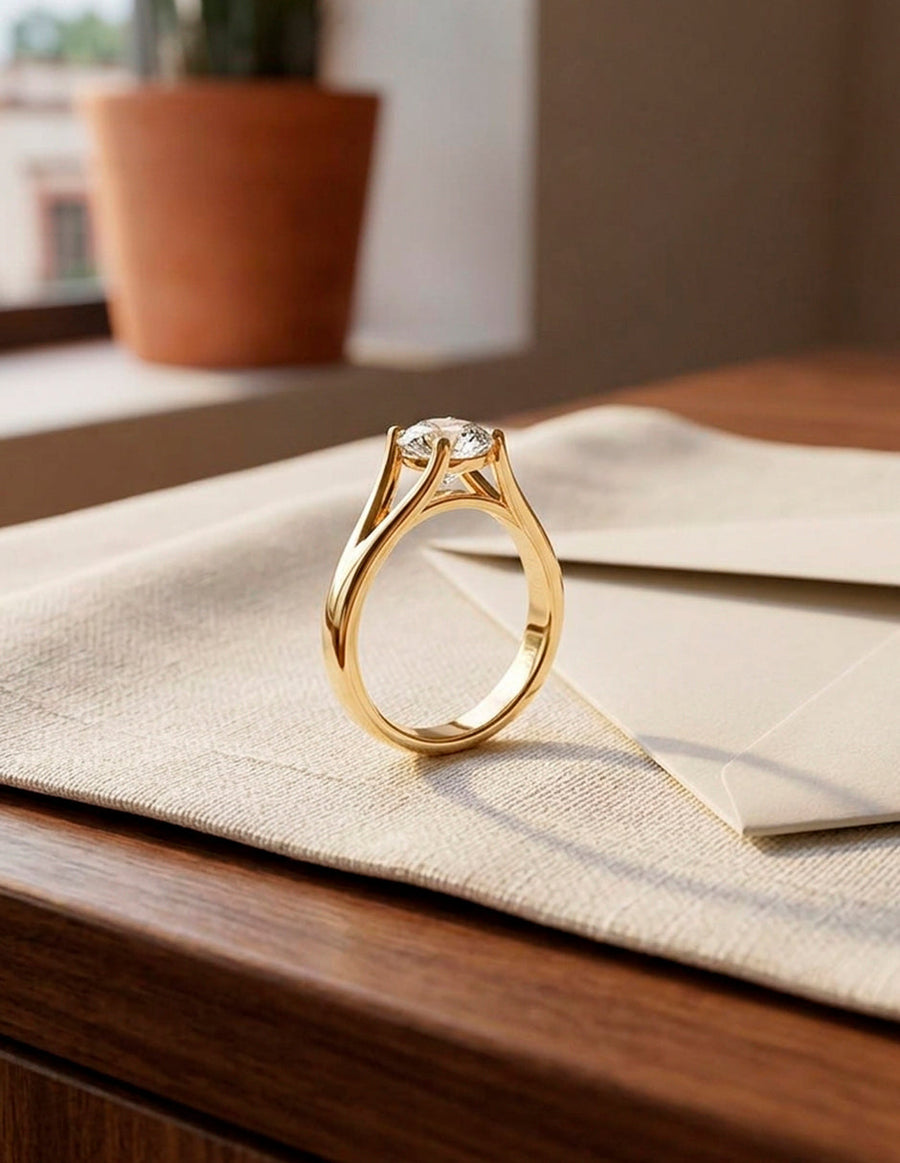 Anillo de Compromiso - solitario - AMORE46-RD-CZ