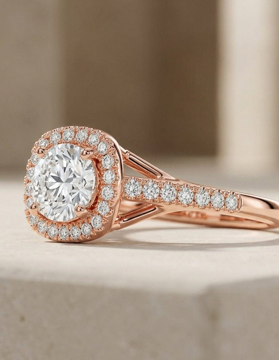 Anillo de compromiso - halo - AMORE464-RD-LG