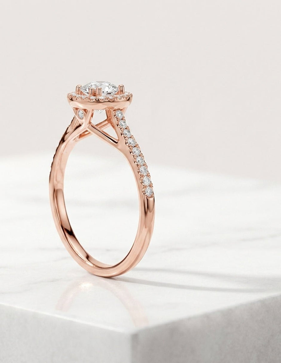 Anillo de compromiso - halo - AMORE464-RD-LG