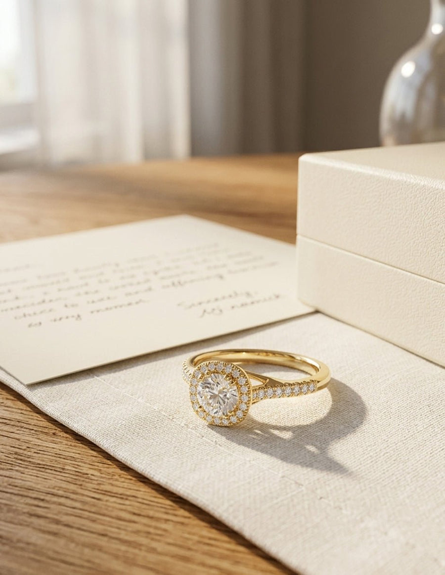 Anillo de compromiso - halo - AMORE464-RD-LG