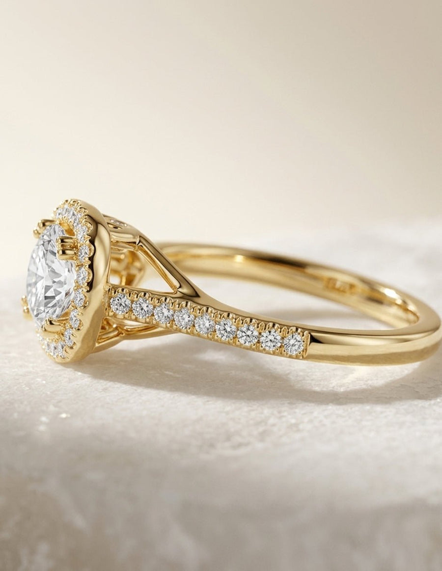 Anillo de compromiso - halo - AMORE464-RD-LG