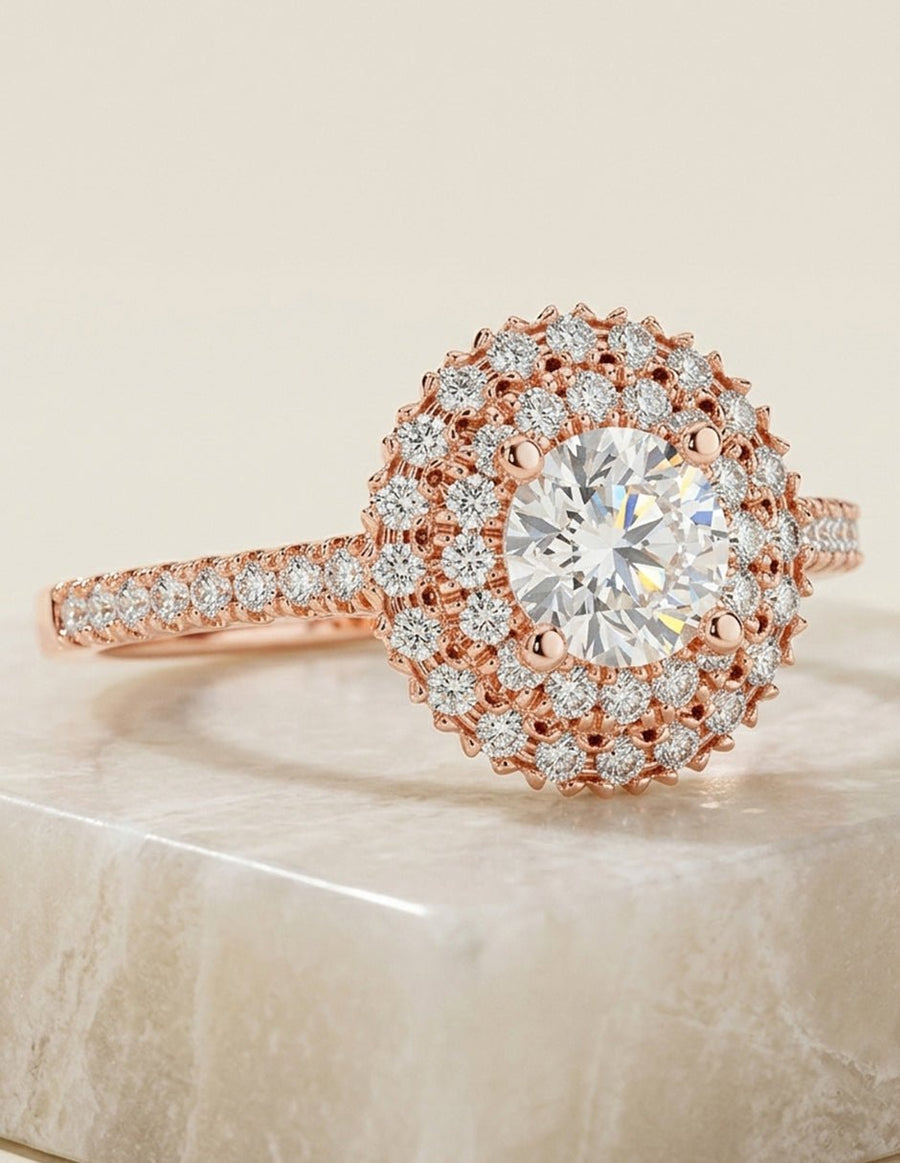 Anillo de compromiso - halo - AMORE465-RD-LG