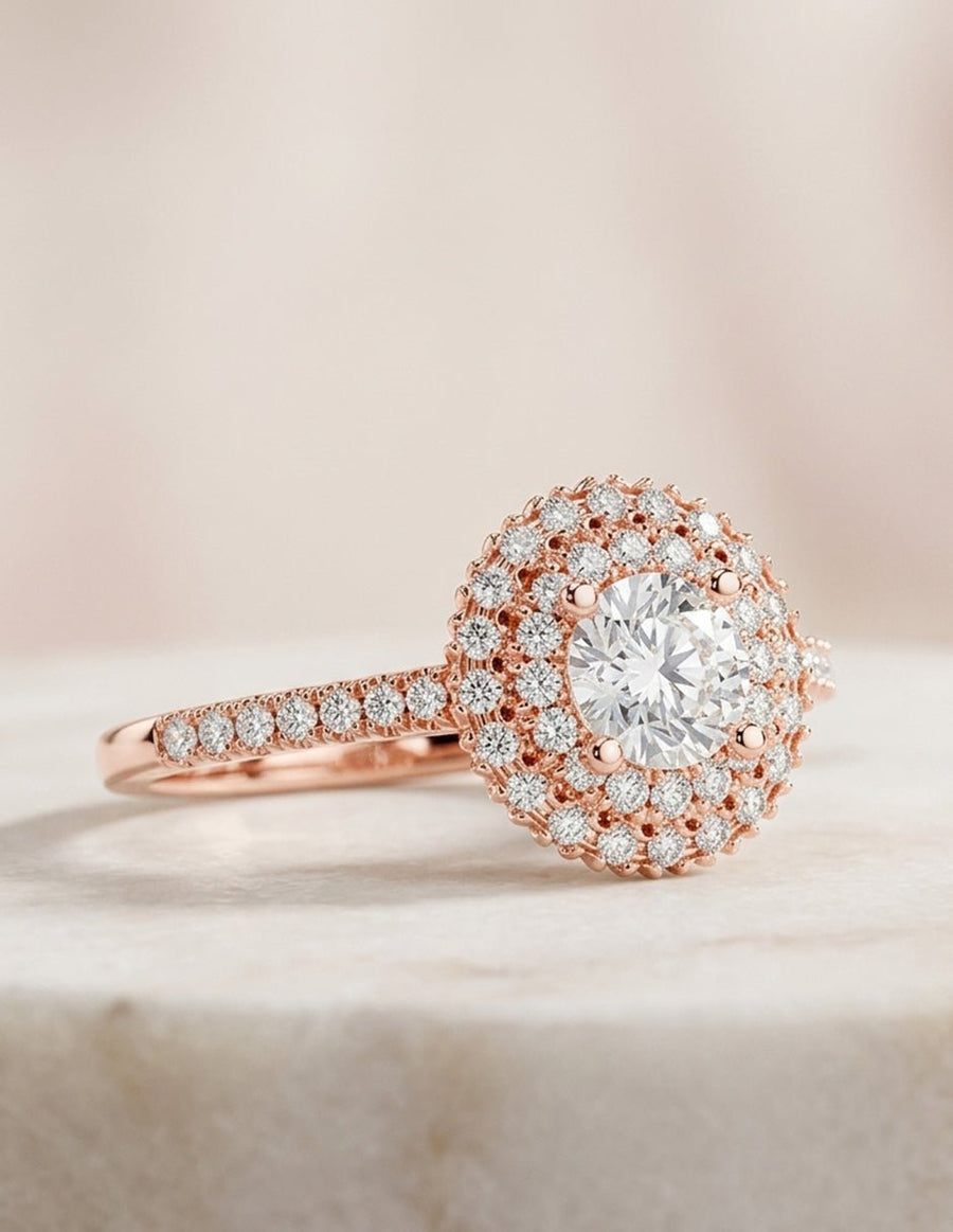 Anillo de compromiso - halo - AMORE465-RD-LG