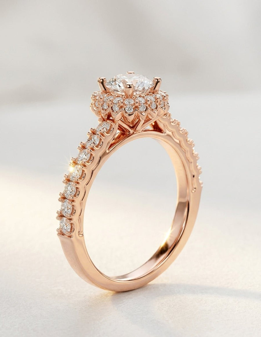 Anillo de compromiso - halo - AMORE466-RD-LG