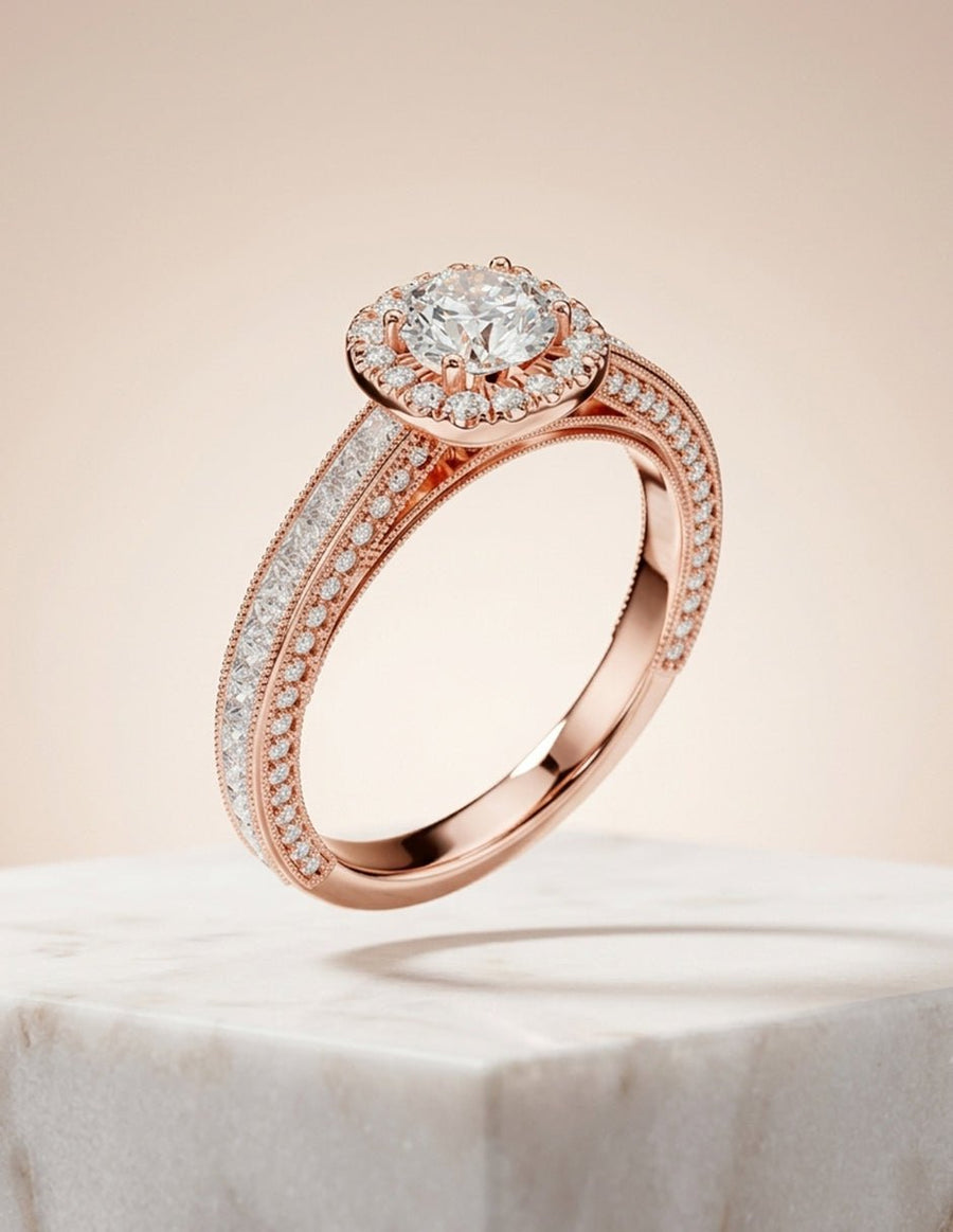 Anillo de compromiso - halo - AMORE467-RD-LG