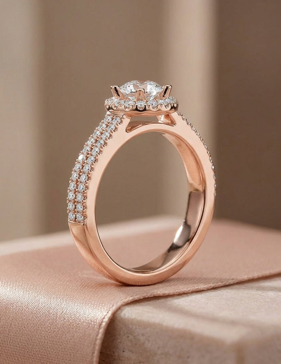 Anillo de compromiso - halo - AMORE469-RD-LG