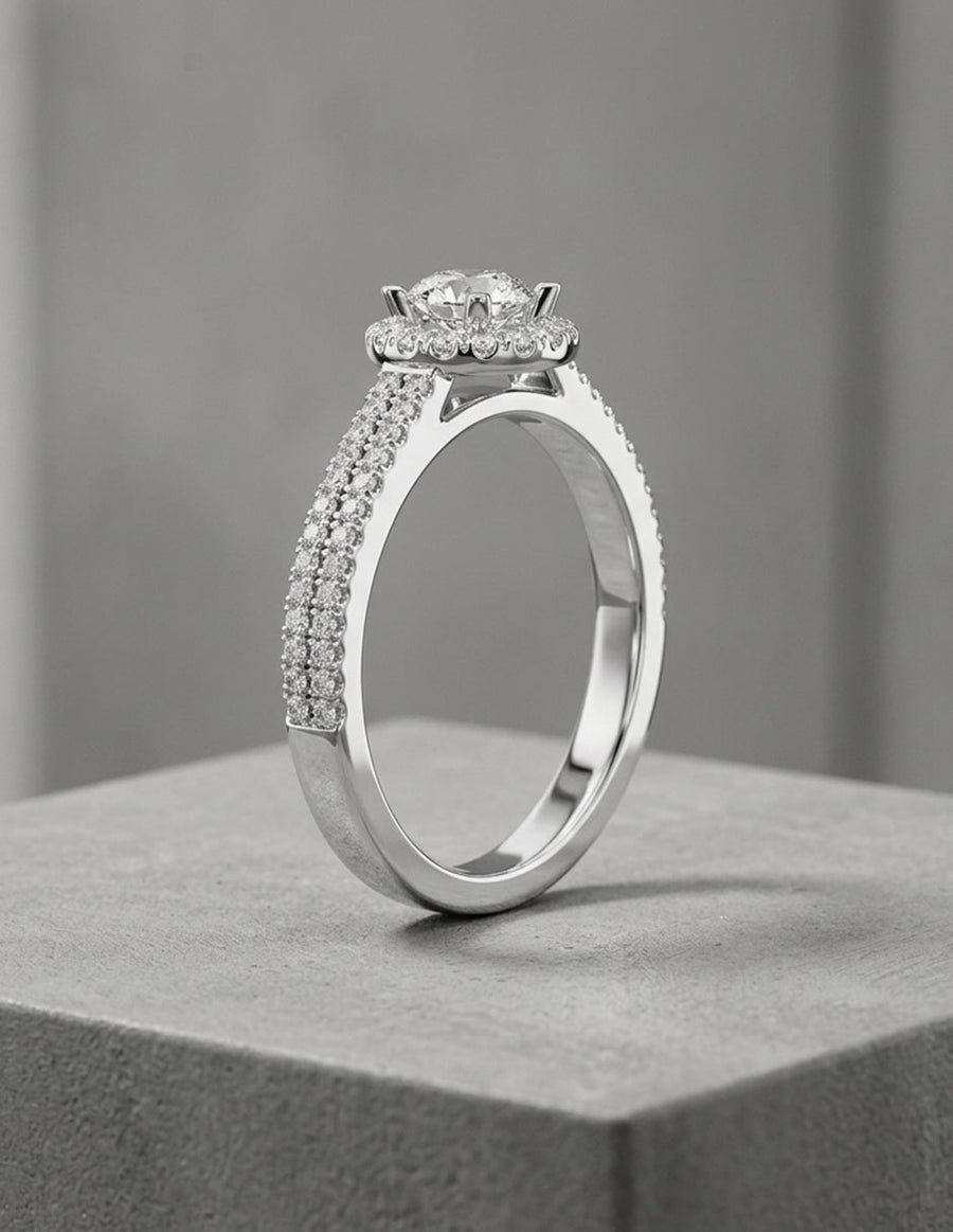 Anillo de compromiso - halo - AMORE469-RD-LG