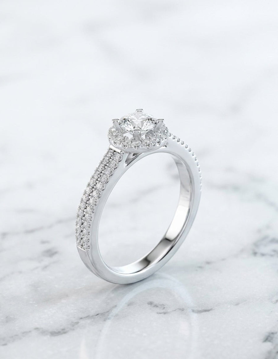 Anillo de compromiso - halo - AMORE469-RD-LG