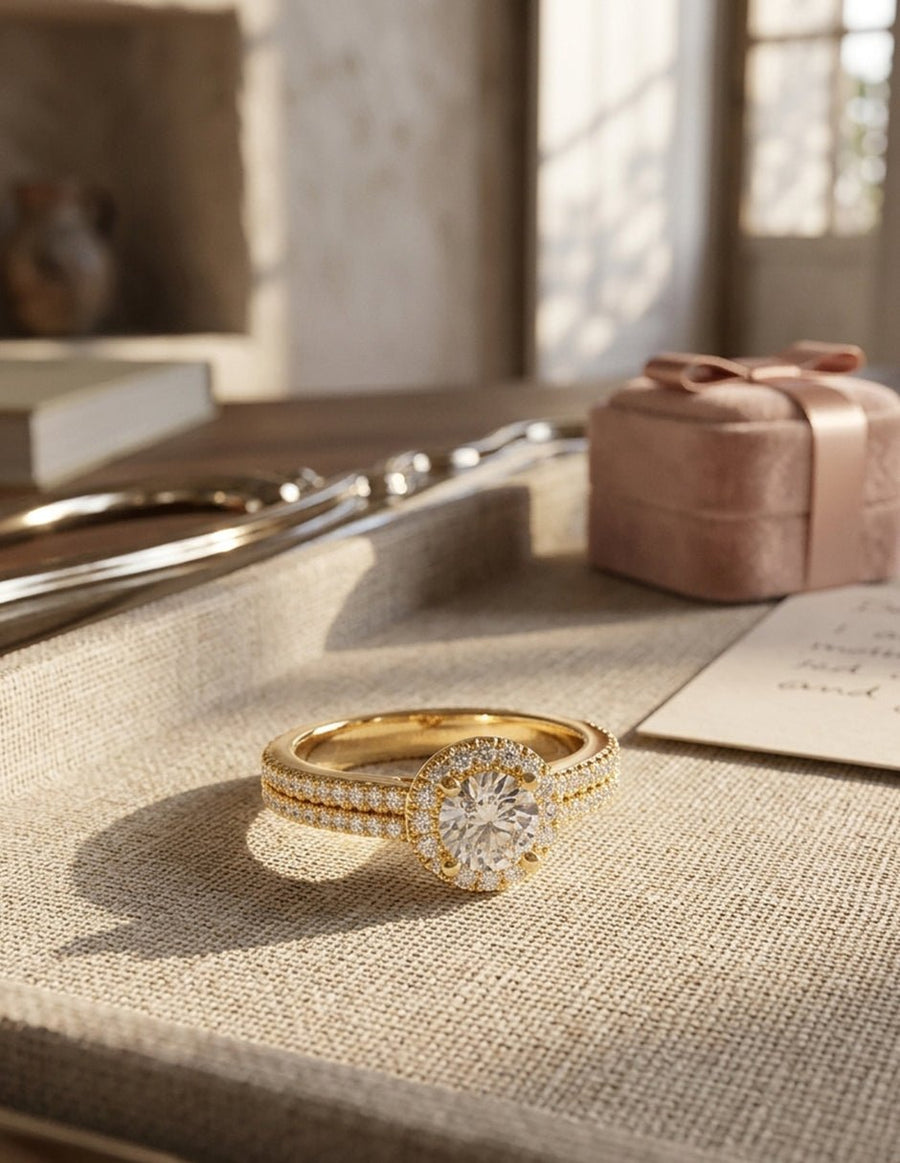 Anillo de compromiso - halo - AMORE469-RD-LG