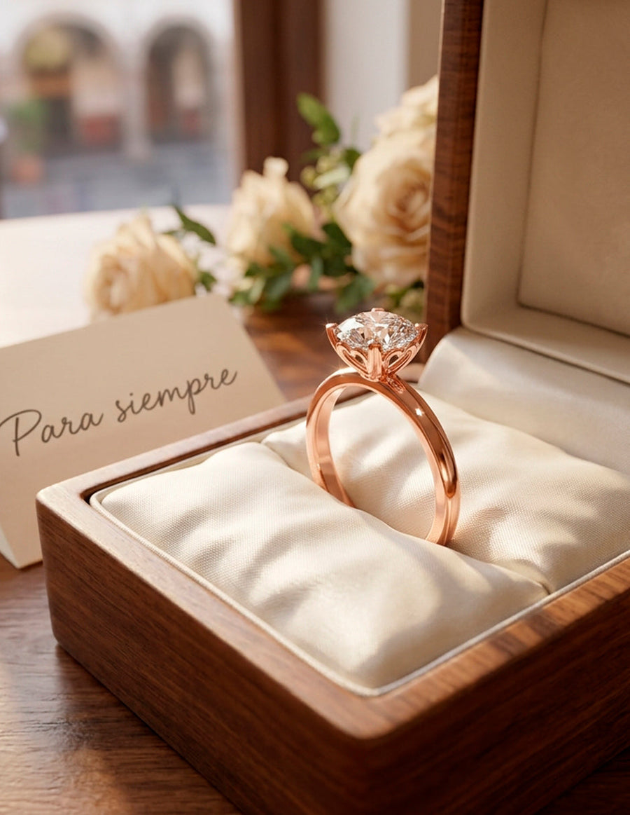 Anillo de Compromiso - solitario - AMORE47-RD-CZ
