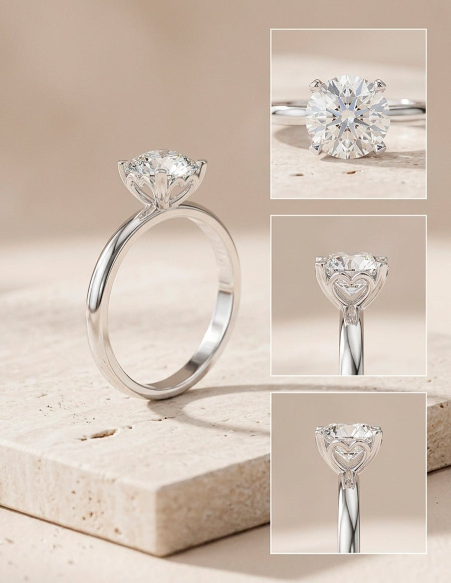 Anillo de Compromiso - solitario - AMORE47-RD-CZ