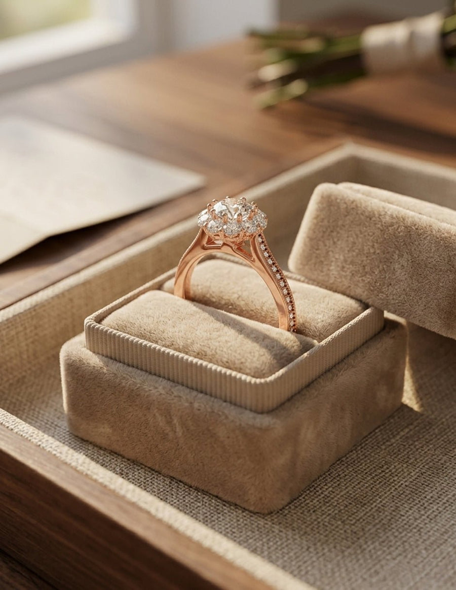 Anillo de compromiso - halo - AMORE470-RD-LG