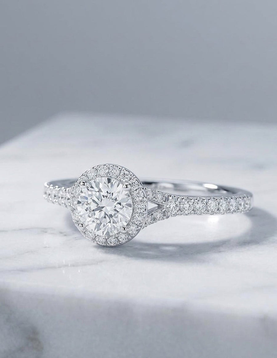 Anillo de compromiso - halo - AMORE471-RD-LG