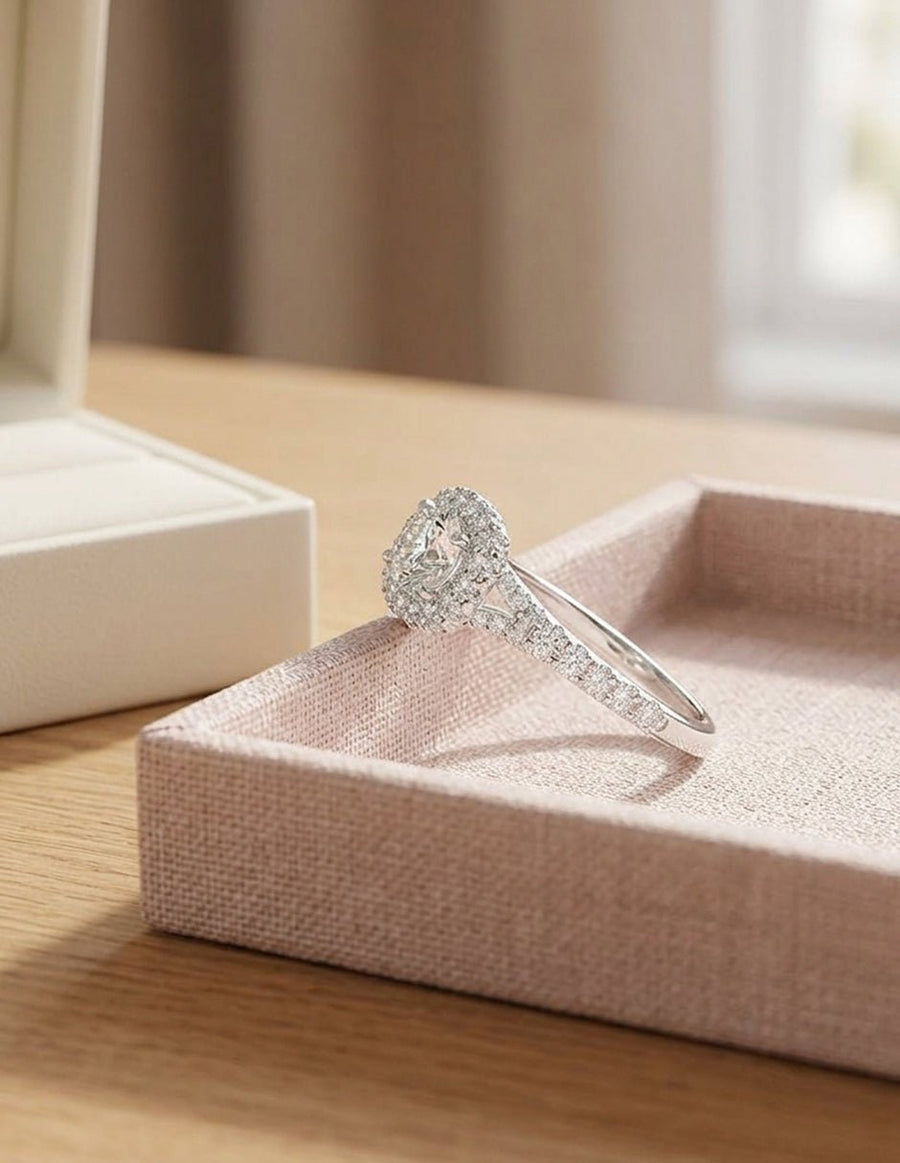 Anillo de compromiso - halo - AMORE472-RD-LG