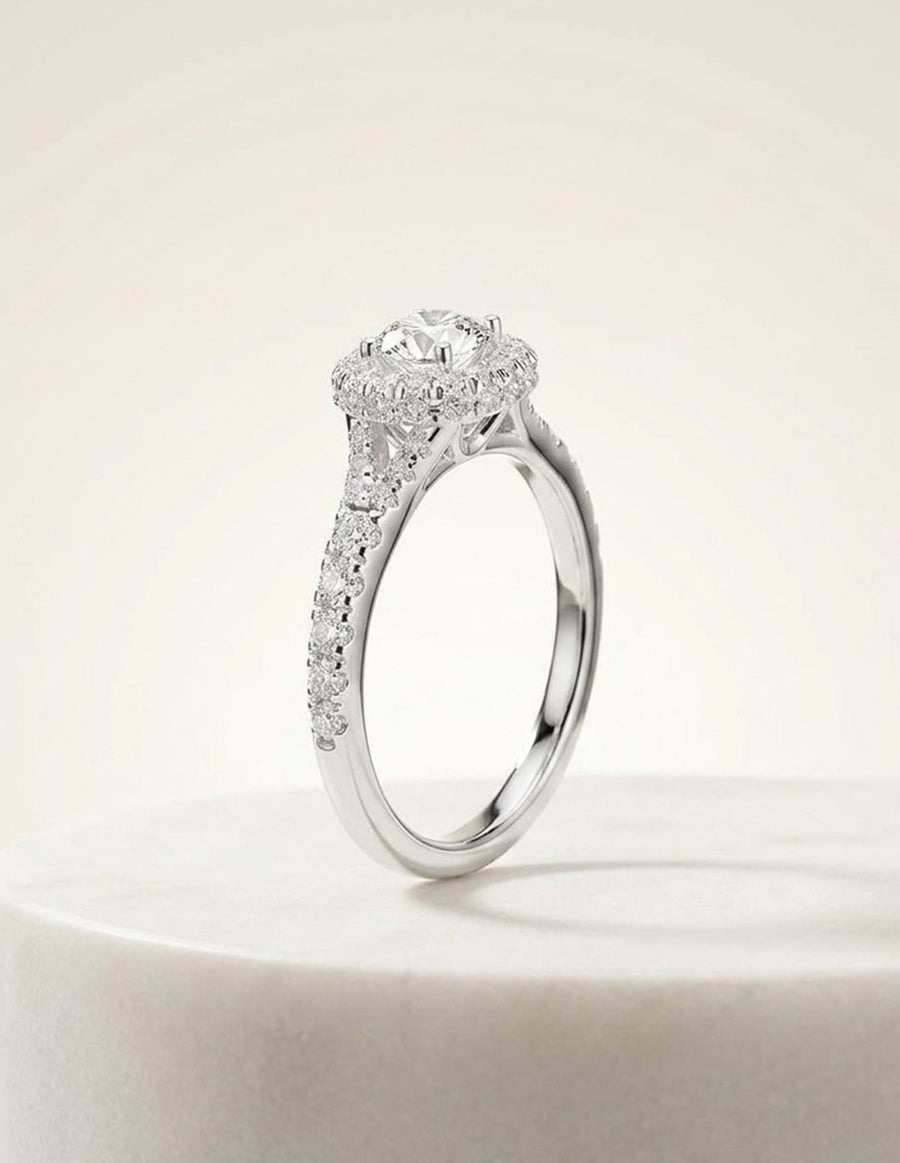 Anillo de compromiso - halo - AMORE472-RD-LG