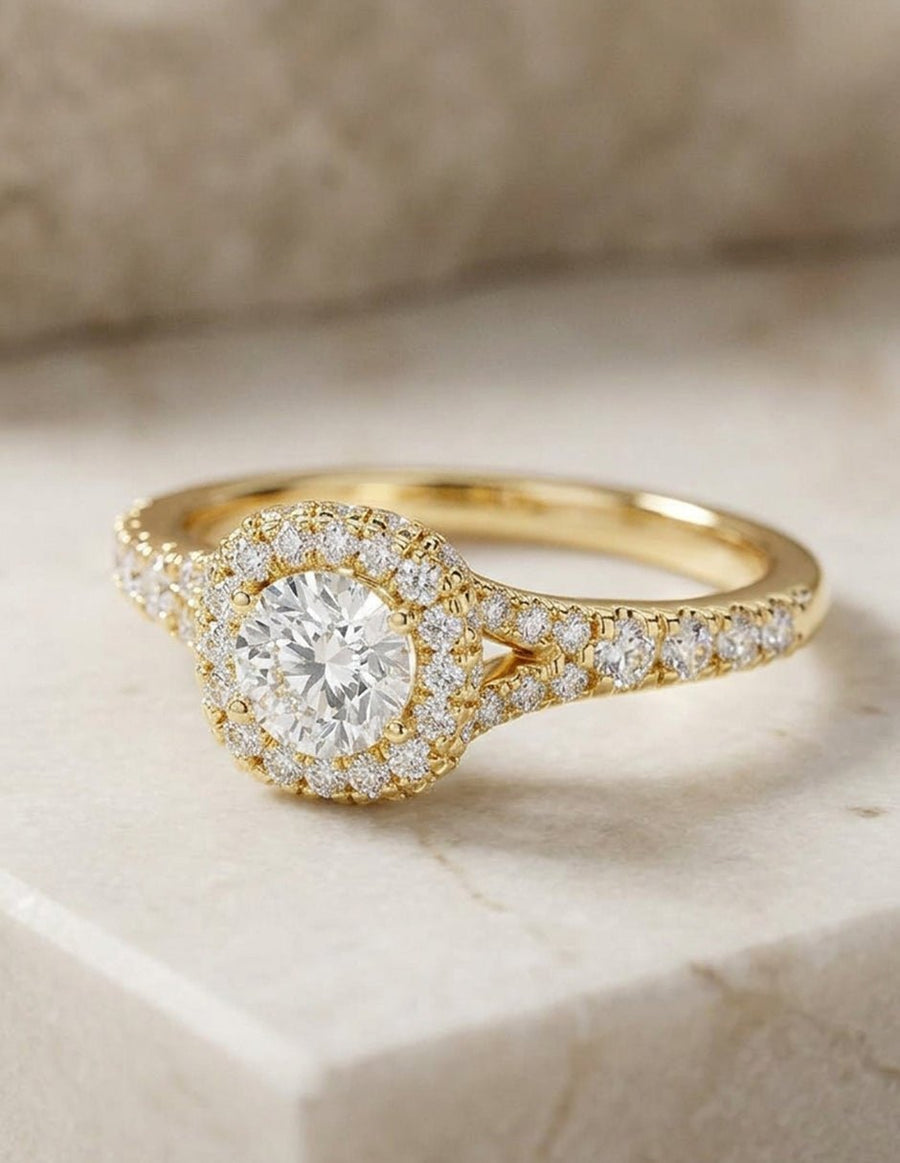 Anillo de compromiso - halo - AMORE472-RD-LG
