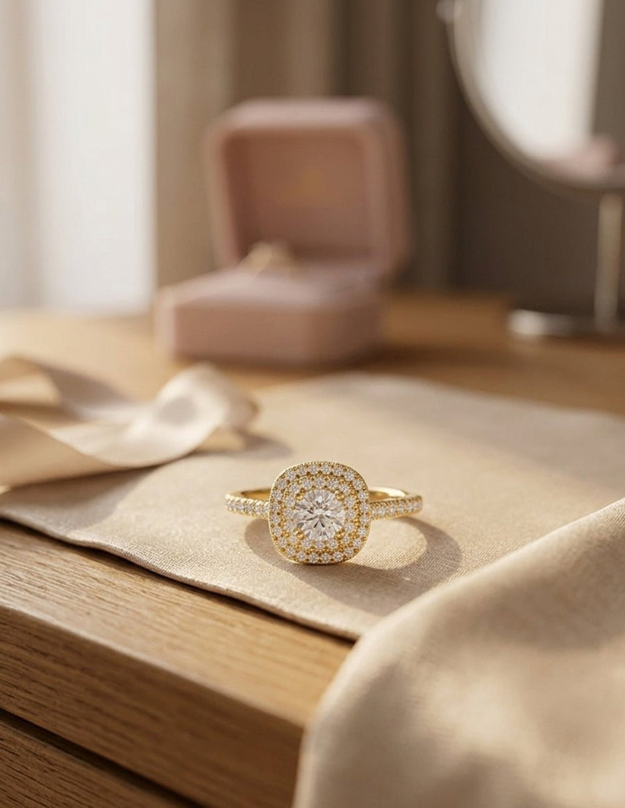 Anillo de compromiso - halo - AMORE476-RD-LG