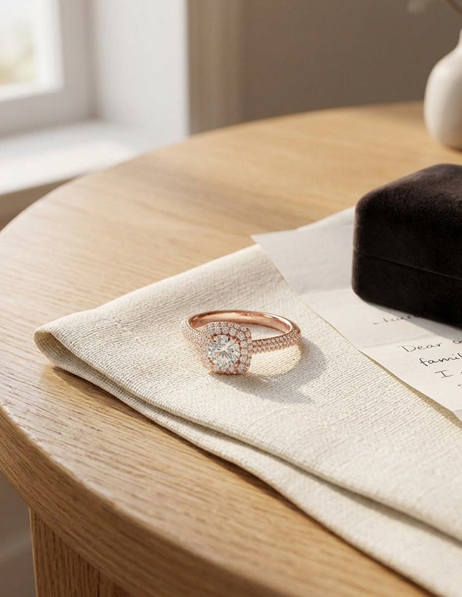 Anillo de compromiso - halo - AMORE477-RD-LG