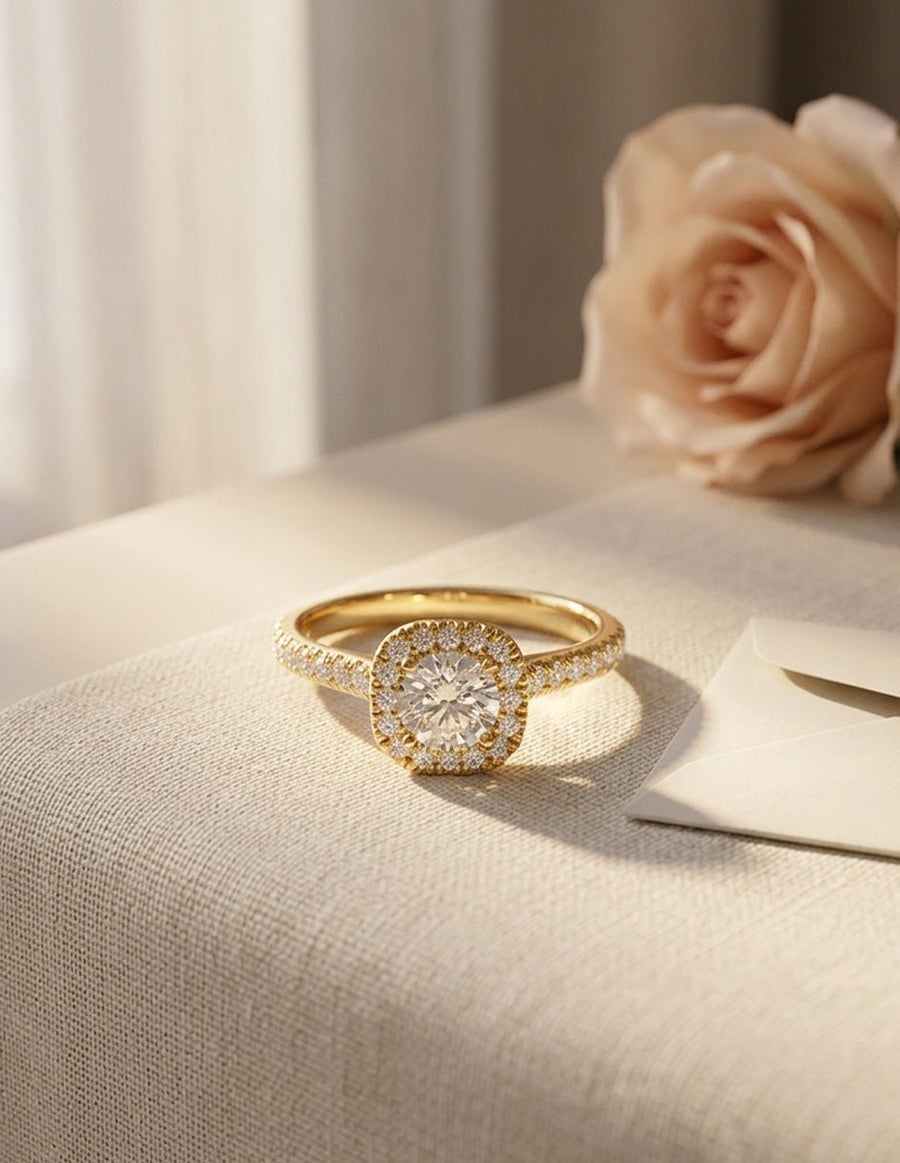 Anillo de compromiso - halo - AMORE478-RD-LG