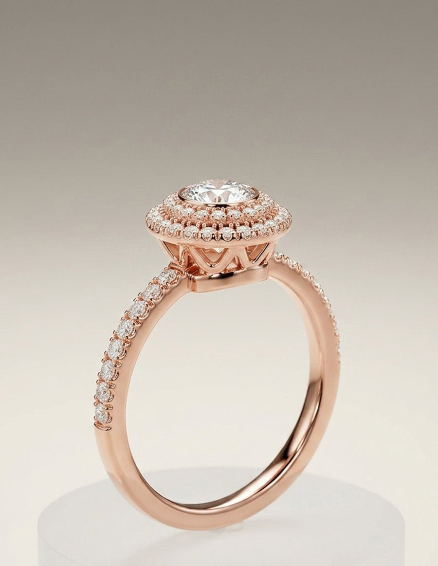 Anillo de compromiso - halo - AMORE479-RD-LG