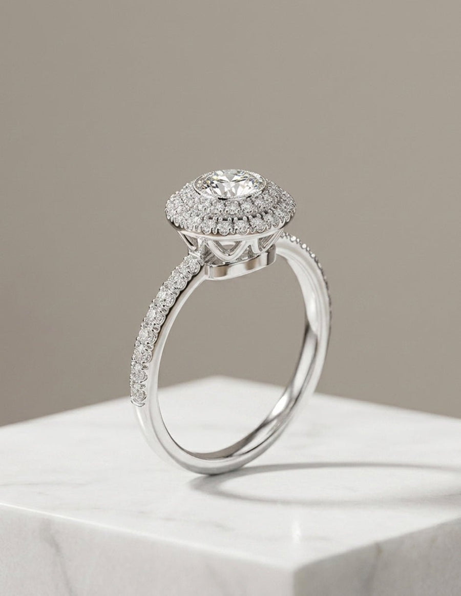 Anillo de compromiso - halo - AMORE479-RD-LG
