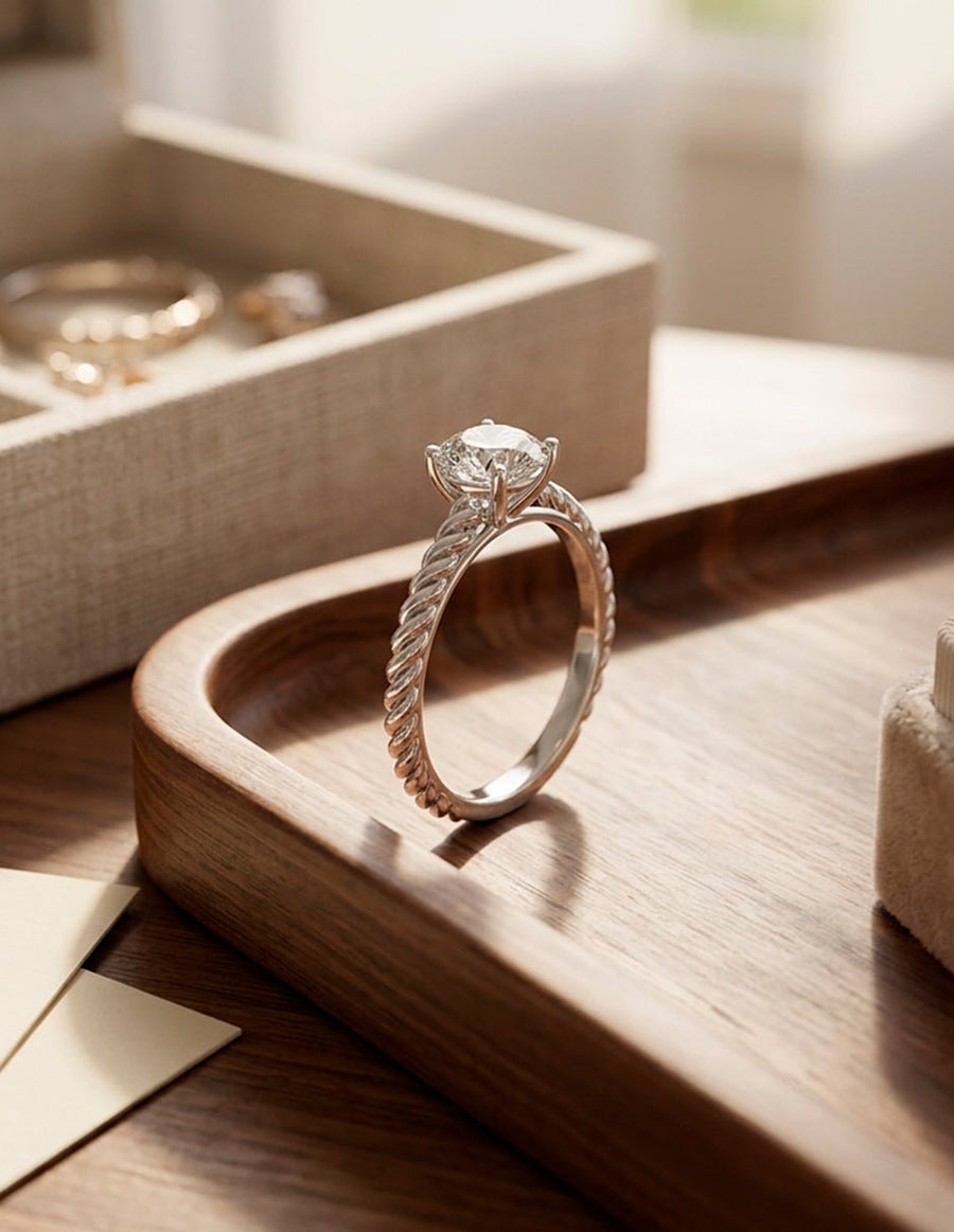 Anillo de Compromiso - solitario - AMORE48-RD-CZ