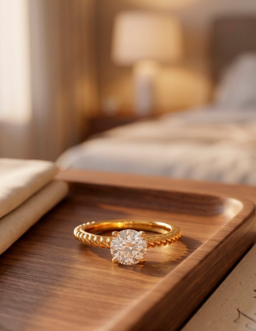 Anillo de Compromiso - solitario - AMORE48-RD-CZ