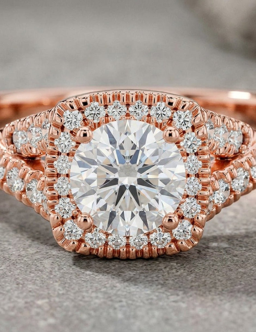 Anillo de compromiso - halo - AMORE480-RD-LG
