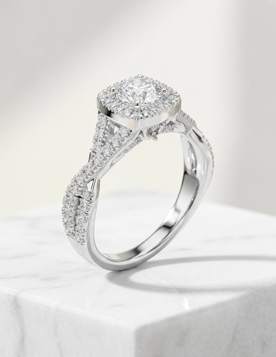 Anillo de compromiso - halo - AMORE480-RD-LG