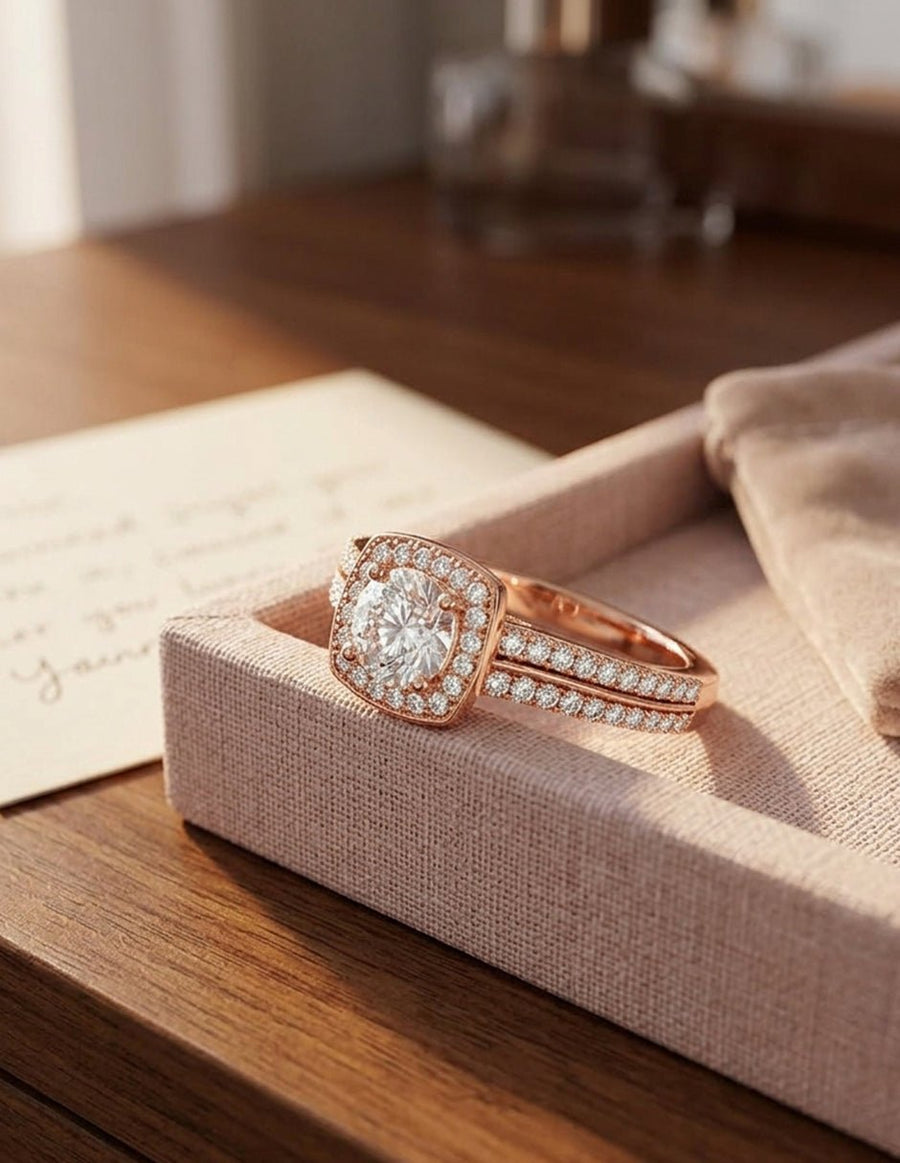 Anillo de compromiso - halo - AMORE481-RD-LG