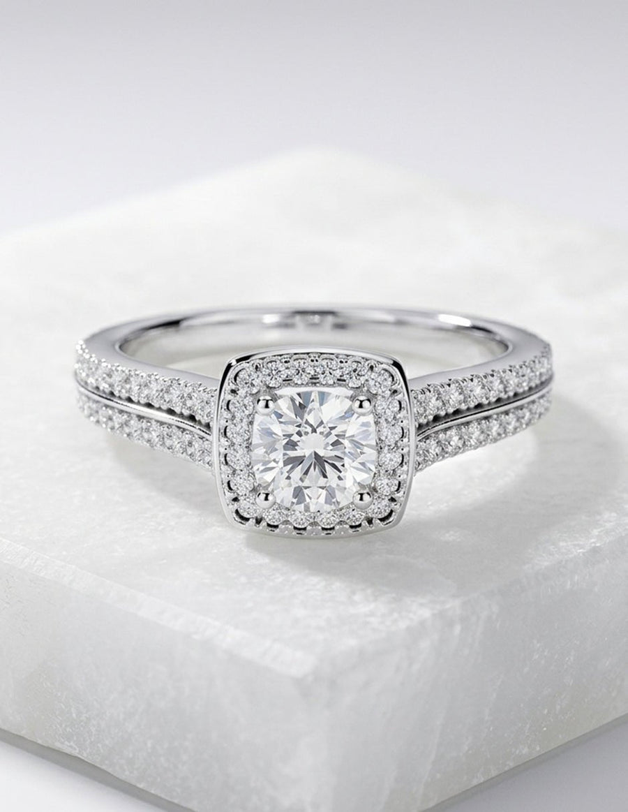 Anillo de compromiso - halo - AMORE481-RD-LG