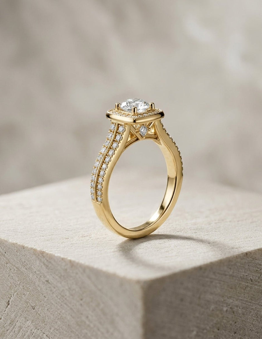 Anillo de compromiso - halo - AMORE481-RD-LG