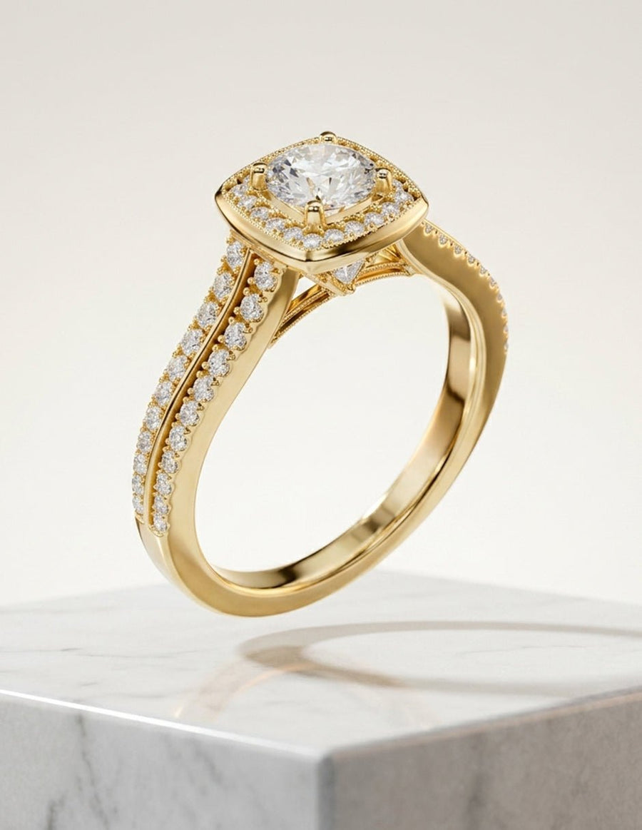 Anillo de compromiso - halo - AMORE481-RD-LG