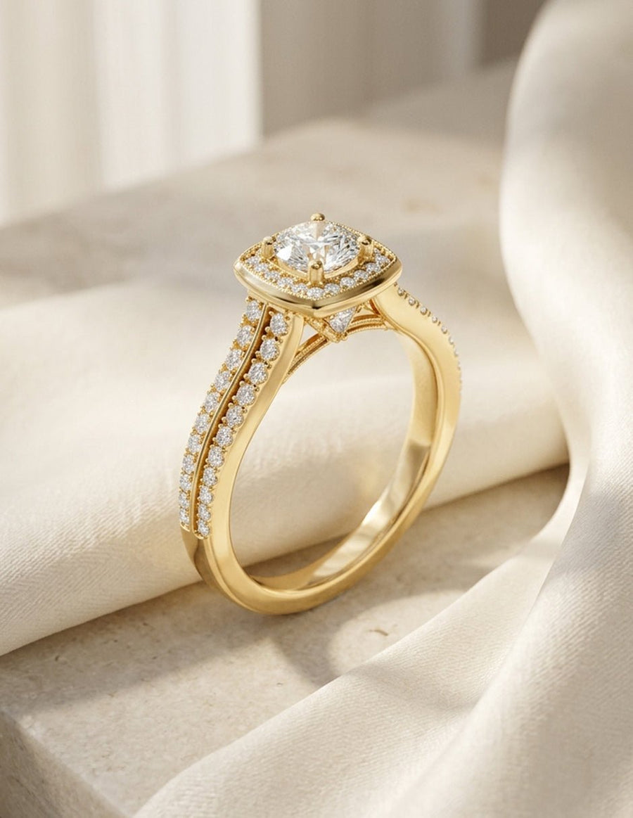 Anillo de compromiso - halo - AMORE481-RD-LG