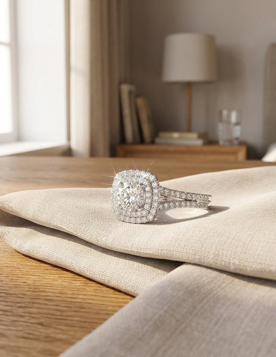 Anillo de compromiso - halo - AMORE482-RD-LG
