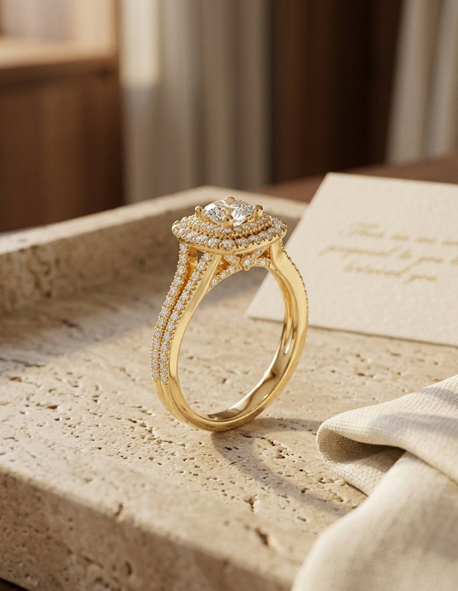 Anillo de compromiso - halo - AMORE482-RD-LG