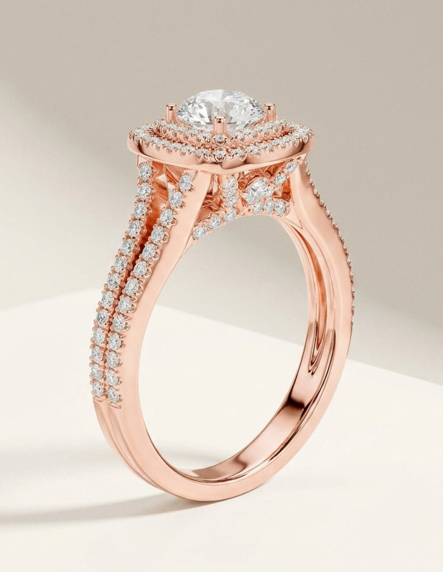 Anillo de compromiso - halo - AMORE483-RD-LG