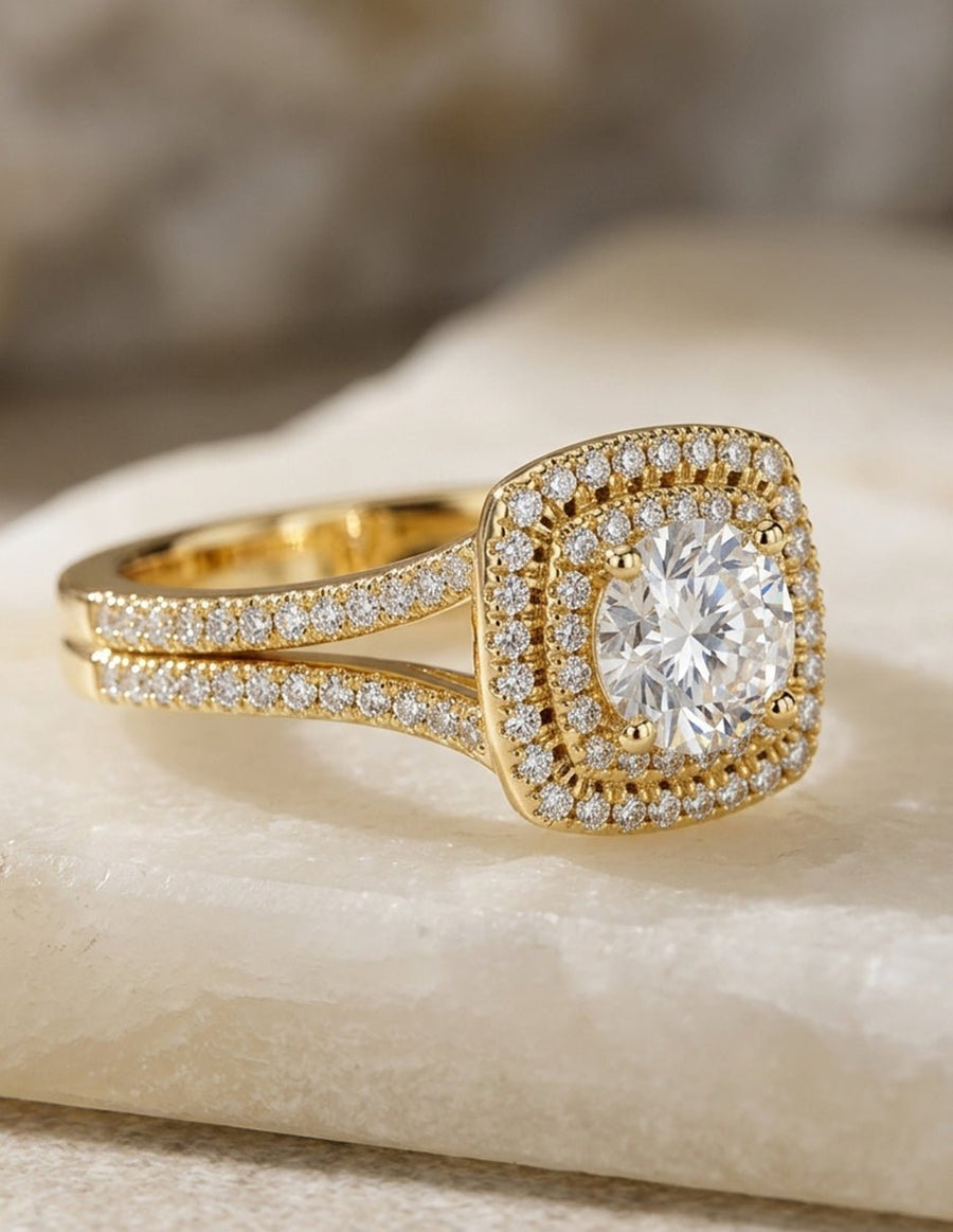 Anillo de compromiso - halo - AMORE483-RD-LG